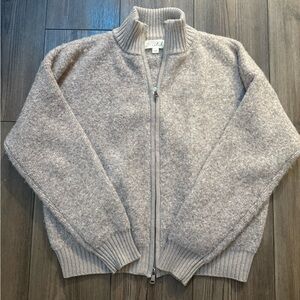 Marled Full Zip Mock Neck Sweater Jacket Gray Soft Knit Women’s Medium